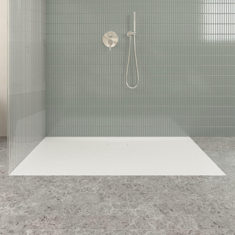 Villeroy & Boch Ecora douchebak - 140x80x3.5cm - afvoer lange zijde - stone white (wit) SW1558983
