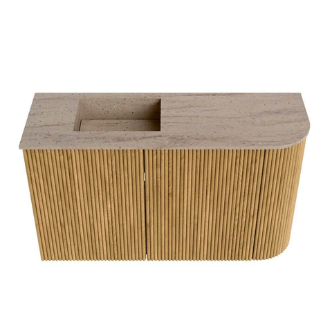 Mondiaz JOYA-DLUX Meuble de toilette 71.6cm - arrondi droit couleur Chêne - Vasque FAYE position Gauche Sans trou de robinet couleur Saba SW1424198