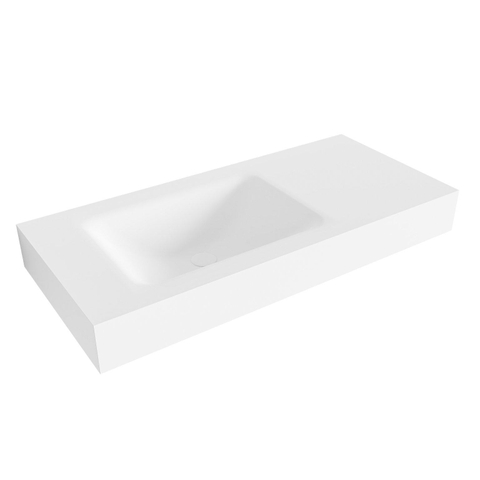 Mondiaz CLOUD wastafel - 100x46x12cm - wasbak links - zonder kraangat - talc (wit) SW428670