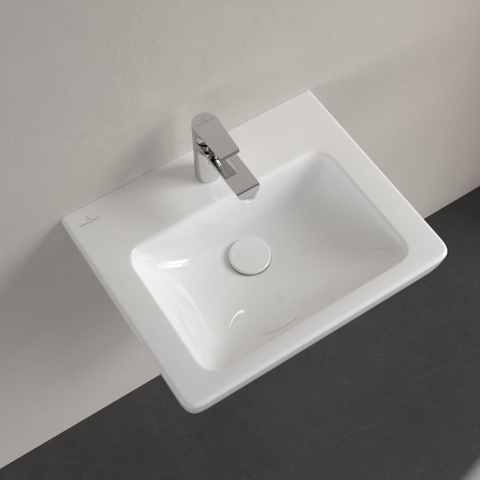 Villeroy & Boch Subway 2.0 fontein - 50x40cm - 1 kraangat - met overloop - White Alpine (glans wit) 1024199