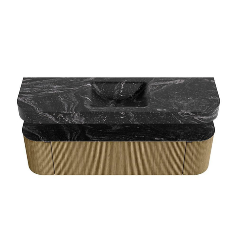 MONDIAZ THOR-DLUX 160cm meuble de salle de bains arrondi gauche + droite couleur Dusk avec 1 tiroir et 2 portes. Vasque suspendue CLOUD Milieu 1 trou de robinet couleur Lava. SW1465248