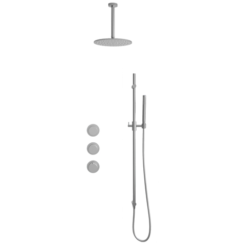 Fortifura Nebbio Ensemble de douche pluie - robinet encastré - élément encastré - barre de douche - flexible de douche lisse - douchette bâton - bras de plafond 20cm - douche de tête 30cm - inox brossé PVD SW1447117