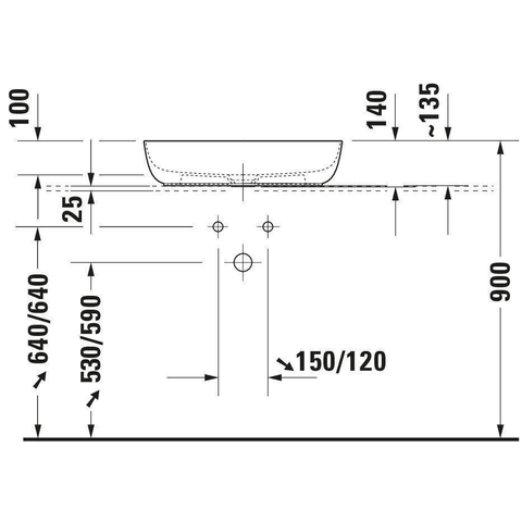 Duravit Luv Opzetwastafel - 60x40cm - zonder kraangat - geslepen - mat/glans wit SW527100