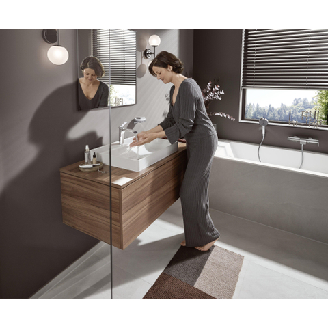 Hansgrohe Vivenis ééngreeps wastafelmengkraan 110 met pop-up trekwaste zwart mat SW642490