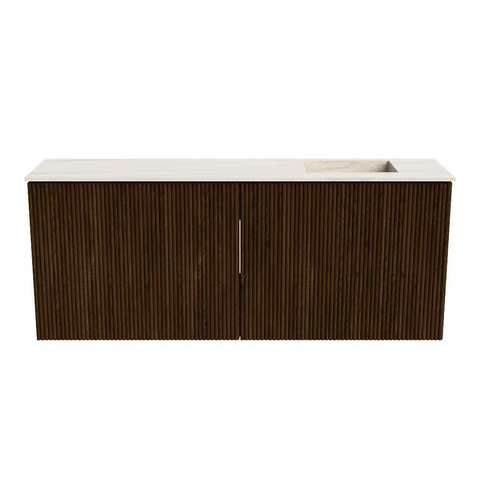 Mondiaz JOYA-DLUX 100cm toiletmeubel - kleur Walnut - Wastafel FAYE positie Rechts 1 kraangat kleur Meli. SW1424432