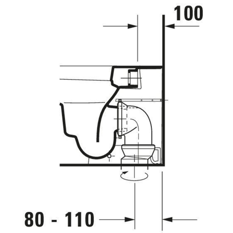 Duravit Happy D.2 Closetpot - diepspoel staand - back-to-wall - 36.5x57cm - inclusief bevestiging afvoer horizontaal - wit SW54349