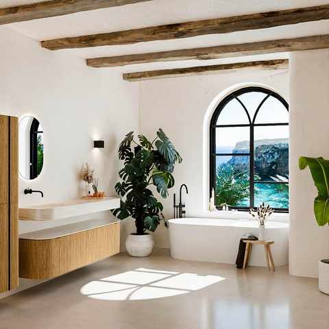 MONDIAZ THOR-DLUX 170cm meuble de salle de bains arrondi gauche + droite couleur Oak avec 1 tiroir et 2 portes. Vasque suspendue CLOUD gauche sans trou de robinet couleur Meli. SW1465829