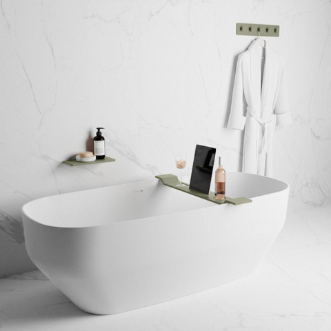 Mondiaz Easy Plancet - 14x31x1.2cm - lavabo pour meuble - solid surface - vert armée SW644665