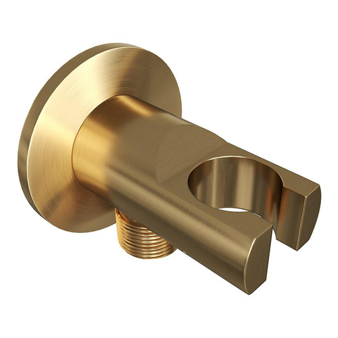 BRAUER Gold Edition panneau de douche thermostatique - 2 fonctions - calacatta gold SET 01 - douche de tête 20 cm - bras mural courbé - douchette barre - coude de raccordement mural - flexible de douche - or brossé PVD SW925648