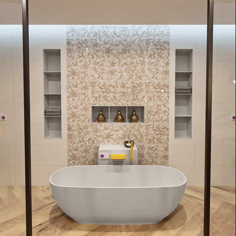MONDIAZ ROCK Baignoire autoportante - 170x70cm - lin mat (beige) SW491562