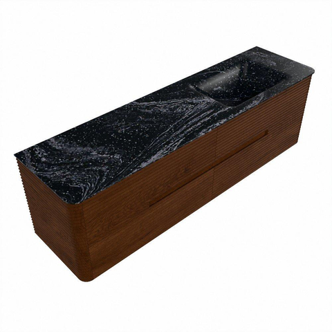 Mondiaz CIRO-DLUX Badkamermeubelset - 170x45x50cm - Solid surface wastafel Lava - 1 wasbak Rechts - 1 kraangat - 4 lades - Ruby SW1531605