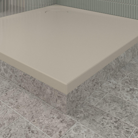Villeroy & Boch Ecora douchebak - 90x90x3.5cm - hoekafvoer - almond (beige) SW1558985