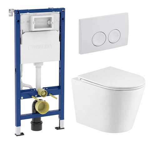QeramiQ Dely Pack WC - réservoir encastré Geberit UP100 - plaque de déclenchement blanche - WC - Abattant WC - blanc mat SW656670