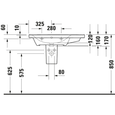 Duravit D-neo Wastafel - 80x48cm - zonder kraangat - met overloop - wit SW640392