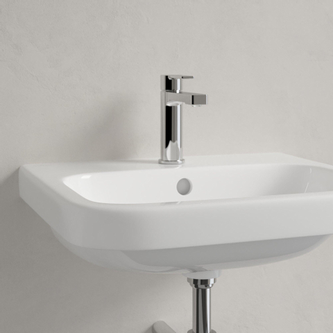 Villeroy & Boch Architectura wastafel onderzijde - geslepen - 55x47cm - met kraangat - met overloop - White Alpine (glans wit) 1025270