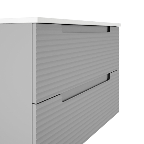 Saniclass Prime Balance Ensemble meuble de salle de bains - 120x55x45cm - 2 vasques ovales en céramique blanche - 2 trous de robinet - 4 tiroirs - mat greige (gris) SW1170965