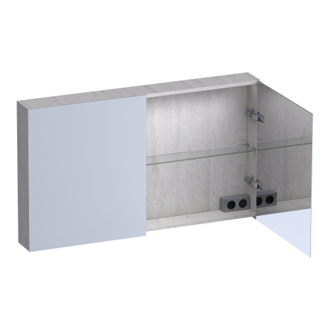 BRAUER Impress Deluxe armoire de toilette - 120x70x15cm - éclairage interne et externe - 2 portes miroir double face - Forest Seashell SW1198968