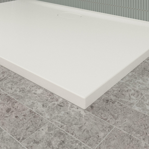 Villeroy & Boch Ecora douchebak - 140x90x3.5cm - afvoer lange zijde - stone white (wit) SW1559025