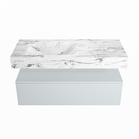 MONDIAZ ALAN - DLUX Badkamermeubelset - 110cm - onderkast - Clay - 1 lade - vrijhangende wastafel - wasbak links - 1 kraangat - Glace SW806403
