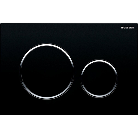 Geberit Sigma20 bedieningsplaat - 2-toets spoeling - ronde knoppen - zwart/glans chroom/zwart - dualflush - glans zwart SW53746