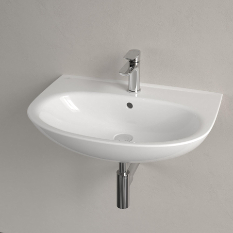 Villeroy & Boch O.novo wastafel ovaal - 1 kraangat - met overloop - 65x48cm - White Alpine (glans wit) SW878400