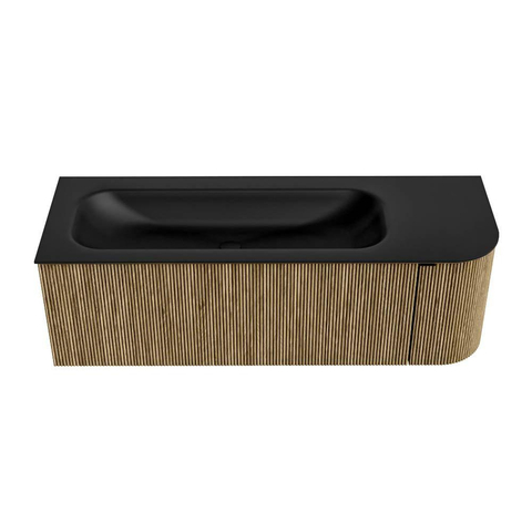 Mondiaz KURVE Ensemble meuble de salle de bains - 135x46x40cm - 1 tiroir - 1 porte - lavabo solid surface - gauche - sans trou de robinet - Dusk SW1415124