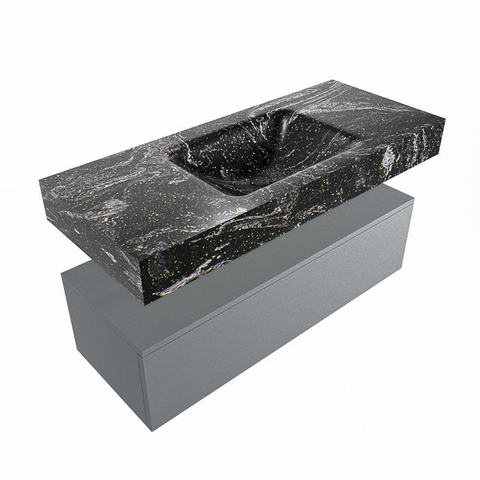 Mondiaz ALAN-DLUX Ensemble de meuble - 110cm - meuble Plata mat - 1 tiroir - Lavabo Cloud Lava suspendu - vasque Centre - 1 trou de robinet SW808544