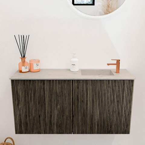 Mondiaz JOYA-DLUX 80cm toiletmeubel - kleur Shadow - Wastafel FAYE positie Rechts 1 kraangat kleur Opalo. SW1422910