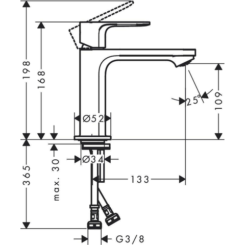 Hansgrohe Rebris s 1 greeps wastafelkraan - 110 - coolstart - zonder afvoer - mat zwart SW796599