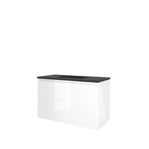 Proline Elegant badkamermeubelset - 100x46x62.5cm - hardsteen Elegant wastafel - 1 kraangat - a symmetrisch - MDF lak Glans wit/Blue stone SHOWROOMMODEL SHOW24611