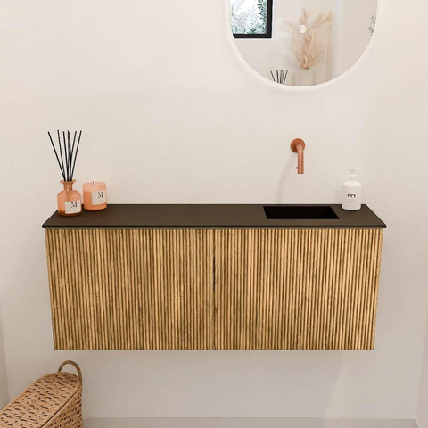 Mondiaz JOYA 100cm meuble de salle de bains - couleur Oak - Vasque FAYE position Droite Sans trou de robinet couleur Urban. SW1421212