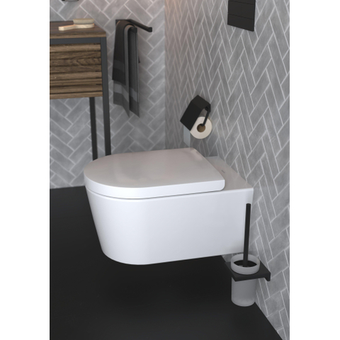 Hansgrohe AddStoris Q closetrolhouder - met klep - mat zwart SW651186