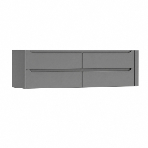 H&R Badmeubelen Juice Wastafelonderkast - 180x45x50cm - rechterhoek afgerond - 4 lades - geïntegreerde greep - stone grey mat SW1491720