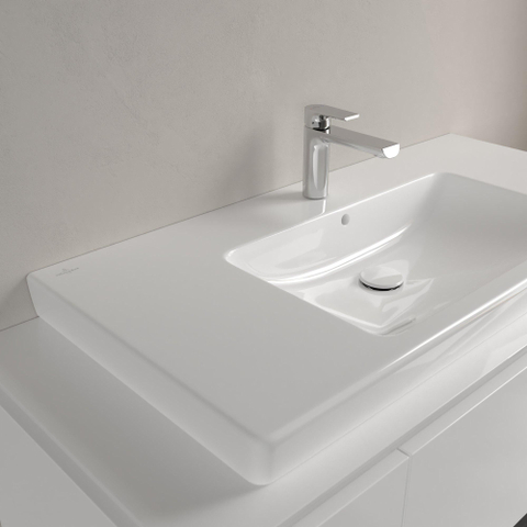 Villeroy & Boch Subway 2.0 meubelwastafel - geslepen - 100x47cm - met kraangat - met overloop - White Alpine (glans wit) 1025014