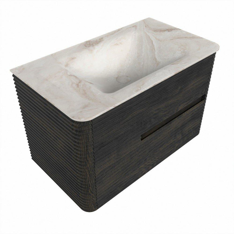 Mondiaz CIRO-DLUX Ensemble de meubles de salle de bains - 80x45x50cm - Vasque en solid surface Frappe - 1 bac au milieu - 1 trou de robinet - 2 tiroirs - Shadow SW1531987