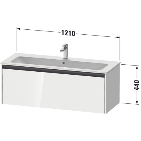 Duravit Ketho.2 Wastafelonderbouwkast - met 1 lade - voor enkele wastafel - 121x48x44cm - met greep antraciet - hoogglans wit SW772928