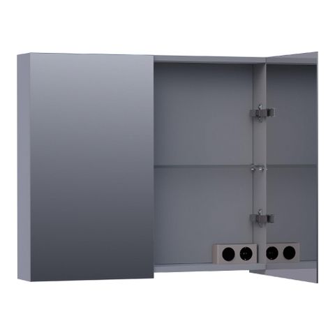 BRAUER Impress spiegelkast – 80x70x15 cm – 2 deuren, dubbelzijdige spiegeldeuren – Grijs mat SW393117