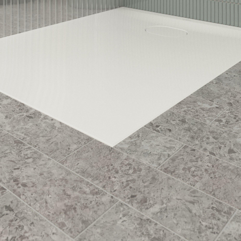 Villeroy & Boch Ecora douchebak - 100x80x3.5cm - afvoer korte zijde - white alpine (wit) SW1558948