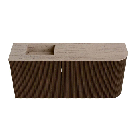 Mondiaz JOYA-DLUX Meuble de toilette 91,6cm - arrondi droit couleur Noyer - Vasque FAYE position Gauche Sans trou de robinet couleur Saba SW1424678