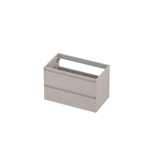 INK Wastafelonderkast - 80x45x52cm - 2 lades - greeploos - MDF lak - Mat kasjmier grijs SW798176