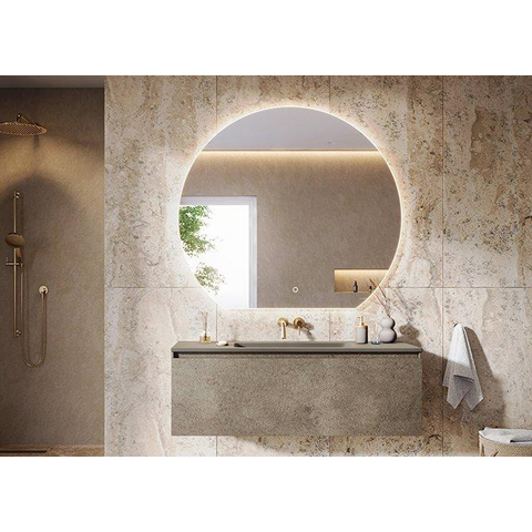 H&R Badmeubelen Moon 2.0 Spiegel - 80x70cm - LED - indirecte dotless verlichting- touch sensor - traploos dimbaar - kleurtemperatuur in te stellen - spiegelverwarming SW1111429