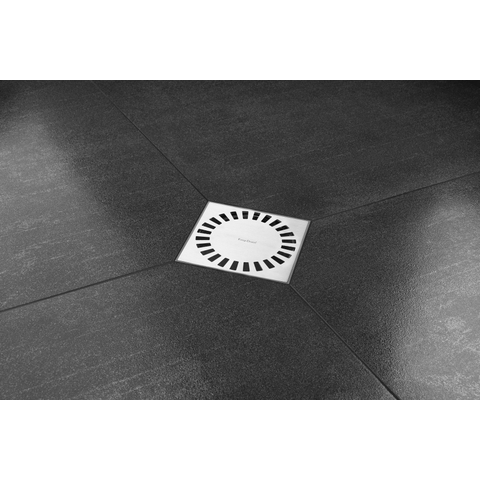 Easy Drain Aqua Compact vloerput met ABS sifonhuis RVS rooster en zijuitlaat 15x15cm inbouwdiepte 60mm incl. verstelb. uitloop Ø50/Ø40m 2302765
