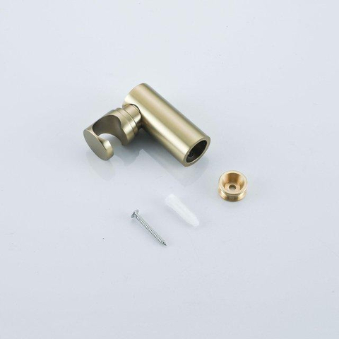 Fortifura Calvi Thermostatische badkraan - met ronde handdouche handdouchehouder en gladde doucheslang - PVD - geborsteld messing (goud) SW811975