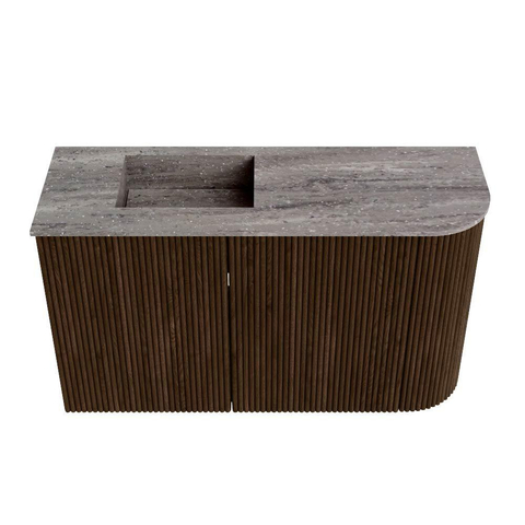 Mondiaz JOYA-DLUX 71.6cm toiletmeubel - ronding rechts kleur Walnut - Wastafel FAYE positie Links Zonder kraangat kleur Oza. SW1424585