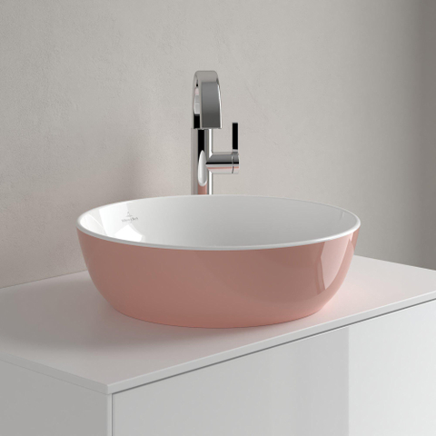 Villeroy & Boch Artis opzetwastafel - 43x43cm - zonder kraangat - zonder overloop CeramicPlus - Powder (glans roze) SW68809