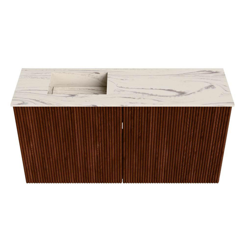 Mondiaz JOYA-DLUX 80cm meuble de salle de bains - couleur Ruby - Vasque FAYE position Gauche 1 trou de robinet couleur Nata. SW1425431