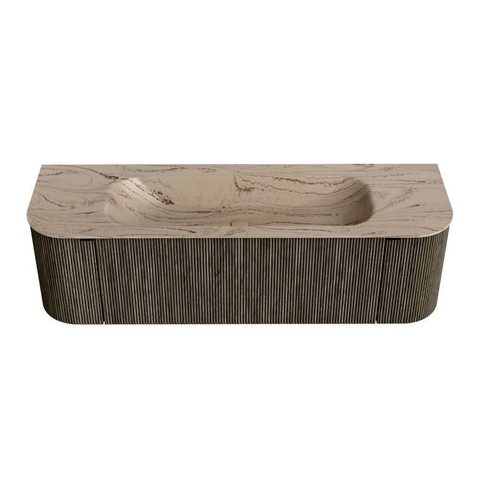 MONDIAZ KURVE-DLUX Meuble de salle de bains 150cm arrondi Gauche + Droite couleur Shadow avec 1 tiroir et 2 portes. Lavabo BIG MEDIUM Central 1 trou de robinet Arena. SW1431422