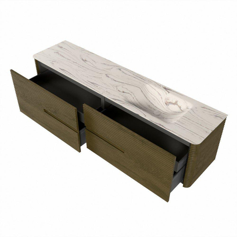 Mondiaz CIRO-DLUX Badkamermeubelset - 190x45x50cm - Solid surface wastafel Nata - 1 wasbak Rechts - zonder kraangaten - 4 lades - Dusk SW1533250