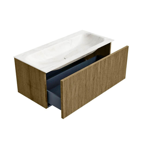Mondiaz KURVE-DLUX Ensemble meuble de salle de bains - 100x46x40cm - 1 tiroir - lavabo solid surface - central - 1 trou de robinet - Dusk SW1415143