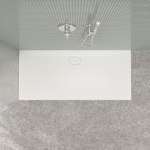 Villeroy & Boch Ecora douchebak - 180x80x3.5cm - afvoer lange zijde - stone white (wit) SW1558897